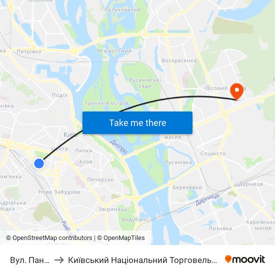 Вул. Паньківська to Київський Національний Торговельно-Економічний Університет map