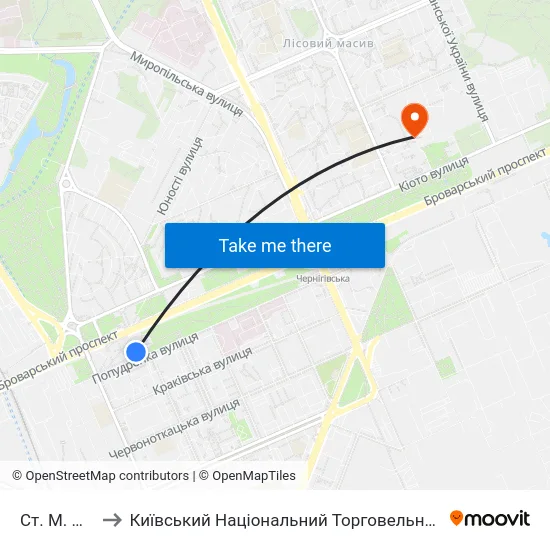 Ст. М. Дарниця to Київський Національний Торговельно-Економічний Університет map