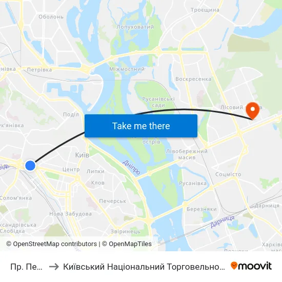 Пр. Перемоги to Київський Національний Торговельно-Економічний Університет map