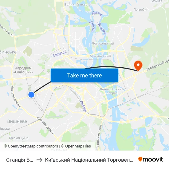 Станція Борщагівка to Київський Національний Торговельно-Економічний Університет map