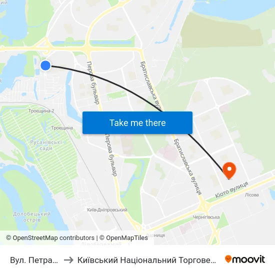 Вул. Петра Вершигори to Київський Національний Торговельно-Економічний Університет map