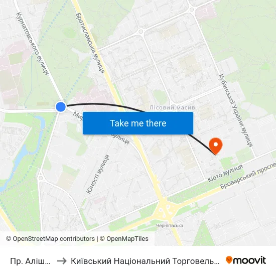 Пр. Алішера Навої to Київський Національний Торговельно-Економічний Університет map