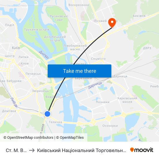 Ст. М. Видубичi to Київський Національний Торговельно-Економічний Університет map