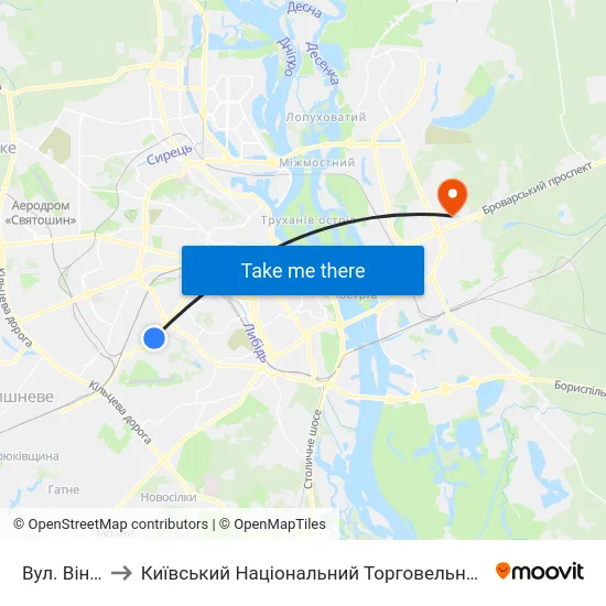 Вул. Вінницька to Київський Національний Торговельно-Економічний Університет map
