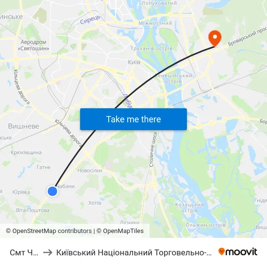 Смт Чабани to Київський Національний Торговельно-Економічний Університет map