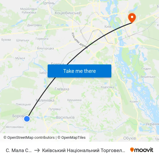 С. Мала Солтанівка to Київський Національний Торговельно-Економічний Університет map