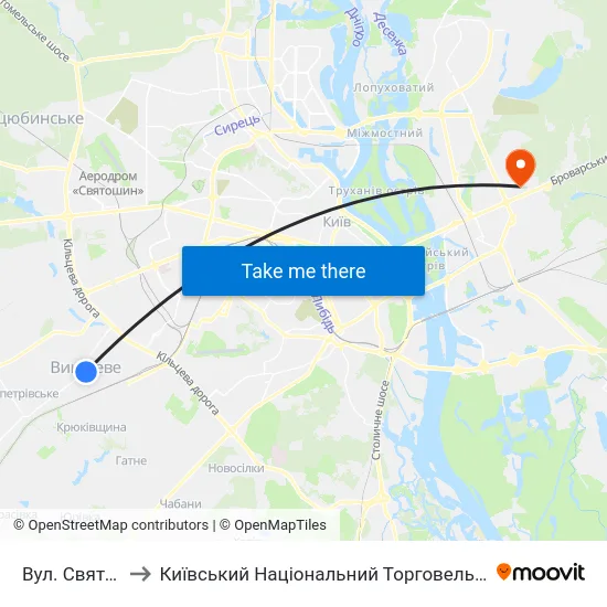 Вул. Святошинська to Київський Національний Торговельно-Економічний Університет map