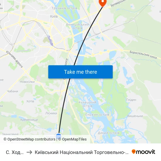 С. Ходосівка to Київський Національний Торговельно-Економічний Університет map