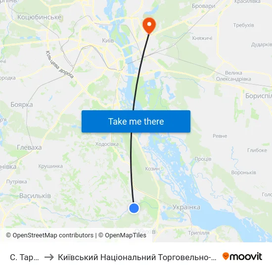 С. Тарасівка to Київський Національний Торговельно-Економічний Університет map