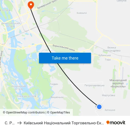 С. Ревне to Київський Національний Торговельно-Економічний Університет map