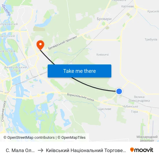 С. Мала Олександрівка to Київський Національний Торговельно-Економічний Університет map