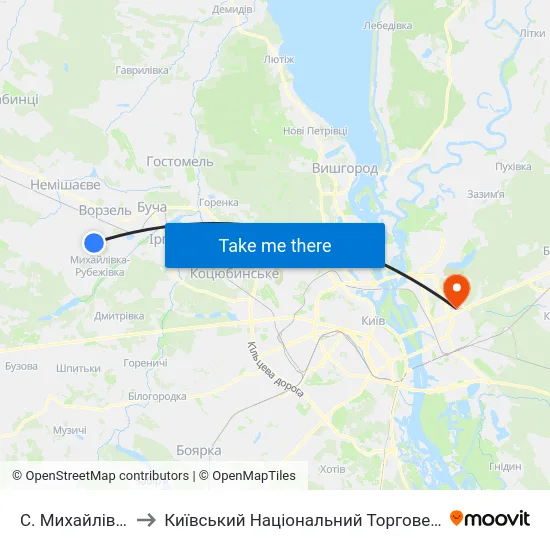 С. Михайлівка-Рубежівка to Київський Національний Торговельно-Економічний Університет map