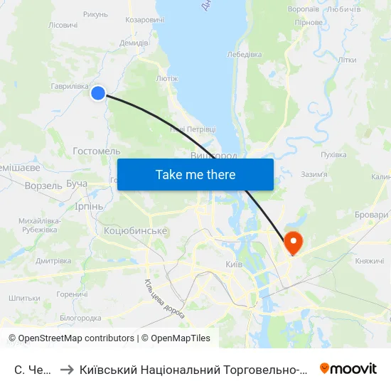 С. Червоне to Київський Національний Торговельно-Економічний Університет map