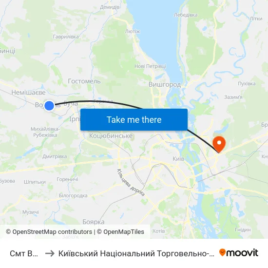 Смт Ворзель to Київський Національний Торговельно-Економічний Університет map