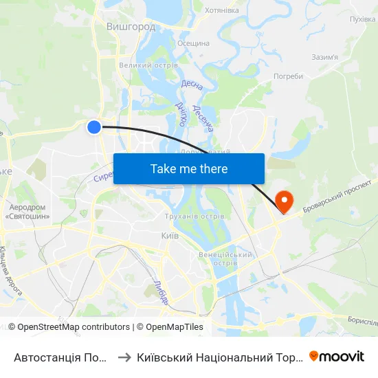 Автостанція Полісся (Платформа №4) to Київський Національний Торговельно-Економічний Університет map