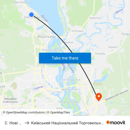 С. Нові Петрівці to Київський Національний Торговельно-Економічний Університет map