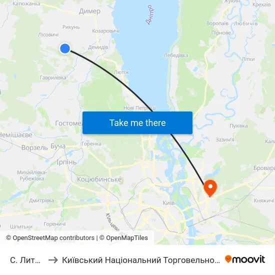 С. Литвинівка to Київський Національний Торговельно-Економічний Університет map