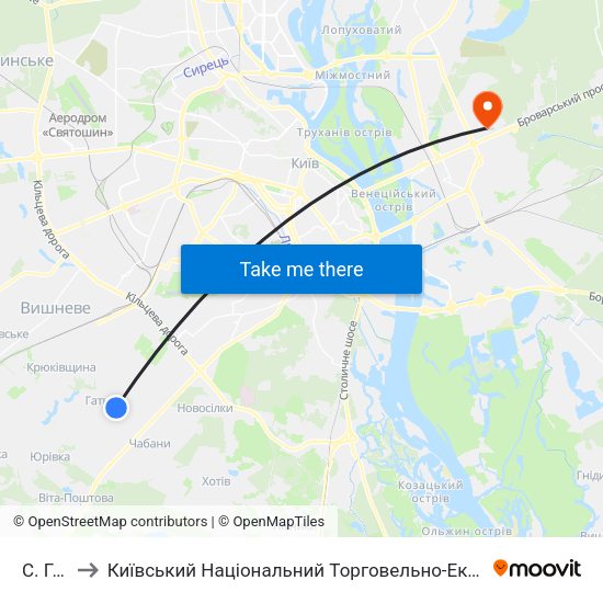 С. Гатне to Київський Національний Торговельно-Економічний Університет map