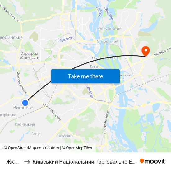 Жк Софія to Київський Національний Торговельно-Економічний Університет map