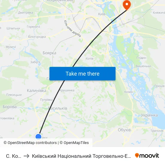 С. Кодаки to Київський Національний Торговельно-Економічний Університет map
