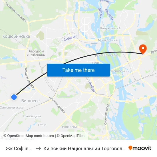 Жк Софіївська Сфера to Київський Національний Торговельно-Економічний Університет map