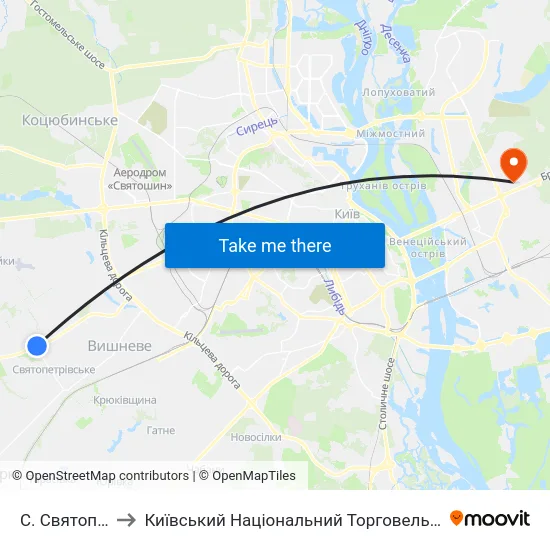 С. Святопетрівське to Київський Національний Торговельно-Економічний Університет map