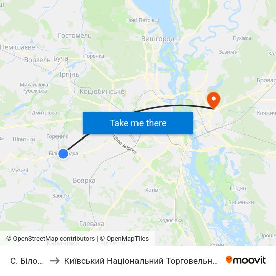 С. Білогородка to Київський Національний Торговельно-Економічний Університет map