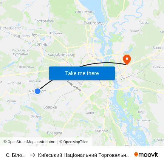 С. Білогородка to Київський Національний Торговельно-Економічний Університет map