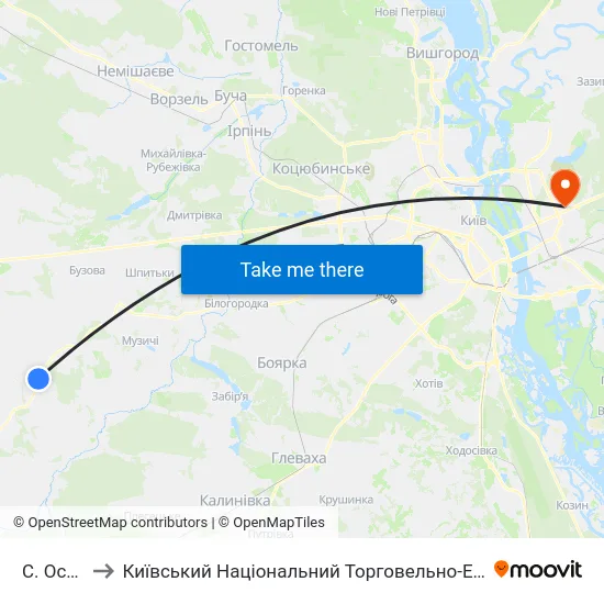 С. Осикове to Київський Національний Торговельно-Економічний Університет map
