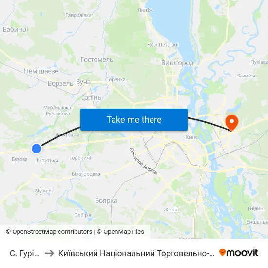 С. Гурівщина to Київський Національний Торговельно-Економічний Університет map