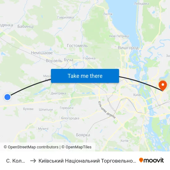 С. Колонщина to Київський Національний Торговельно-Економічний Університет map