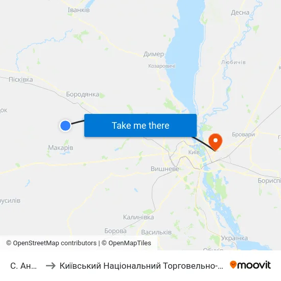 С. Андріївка to Київський Національний Торговельно-Економічний Університет map
