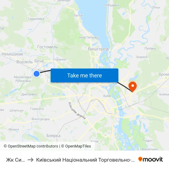 Жк Синергія to Київський Національний Торговельно-Економічний Університет map