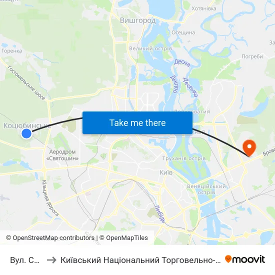 Вул. Соборна to Київський Національний Торговельно-Економічний Університет map