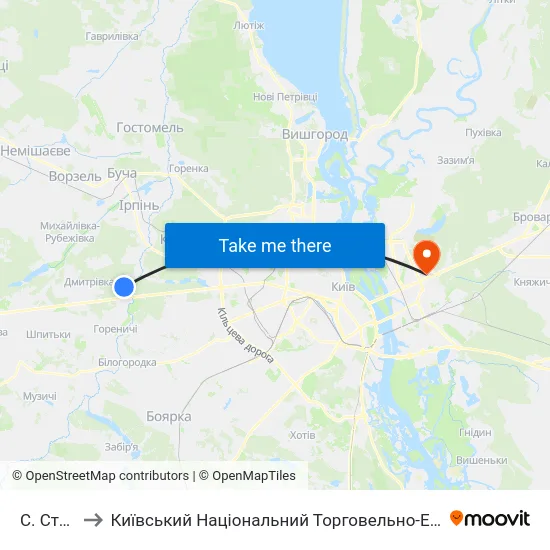 С. Стоянка to Київський Національний Торговельно-Економічний Університет map