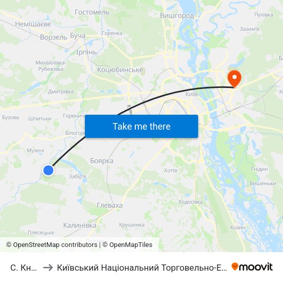 С. Княжичі to Київський Національний Торговельно-Економічний Університет map