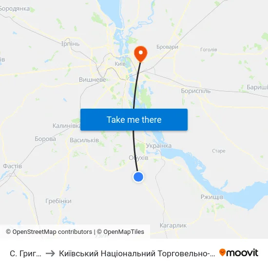 С. Григорівка to Київський Національний Торговельно-Економічний Університет map