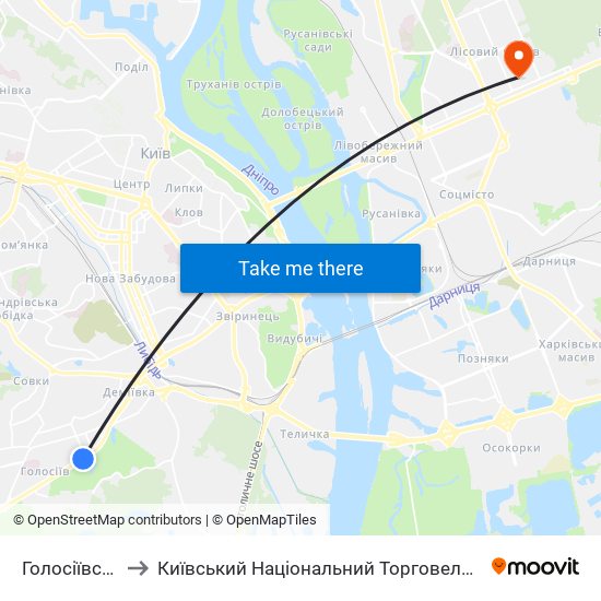 Голосіївський Парк to Київський Національний Торговельно-Економічний Університет map