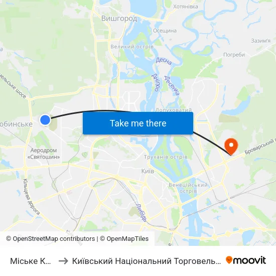 Міське Кладовище to Київський Національний Торговельно-Економічний Університет map