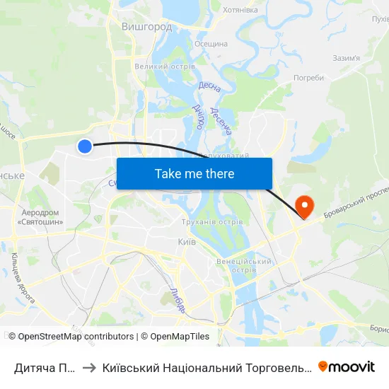 Дитяча Поліклініка to Київський Національний Торговельно-Економічний Університет map