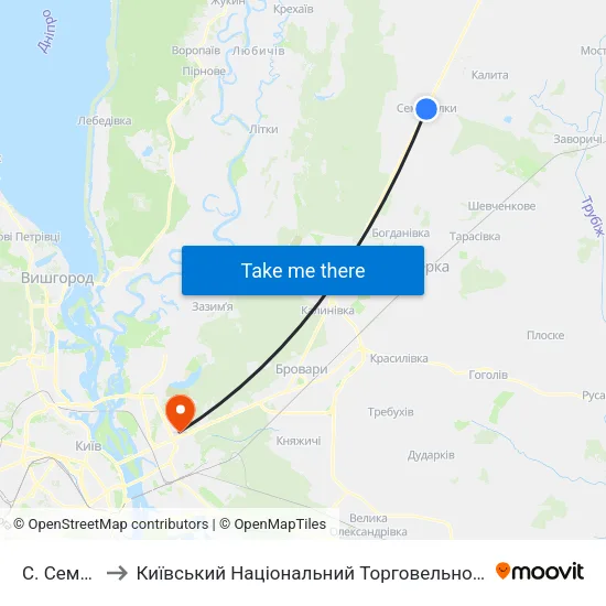 С. Семиполки to Київський Національний Торговельно-Економічний Університет map