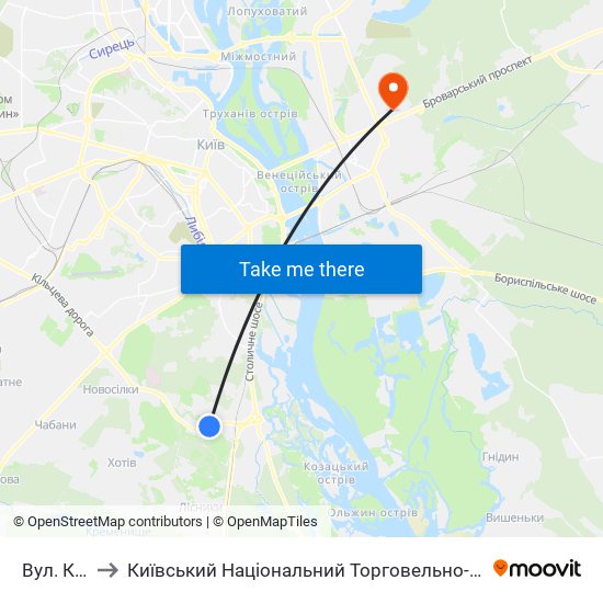 Вул. Квітуча to Київський Національний Торговельно-Економічний Університет map