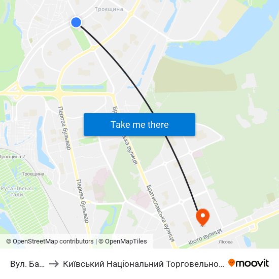 Вул. Бальзака to Київський Національний Торговельно-Економічний Університет map