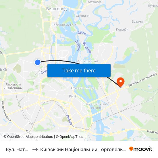 Вул. Наталії Ужвій to Київський Національний Торговельно-Економічний Університет map