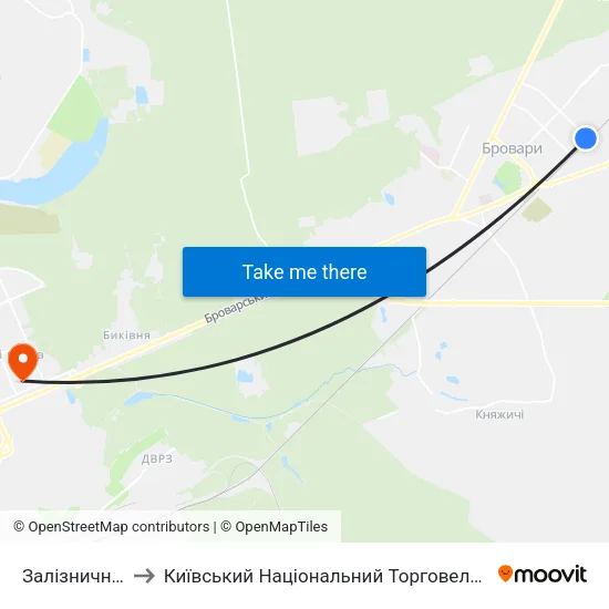 Залізничний Вокзал to Київський Національний Торговельно-Економічний Університет map