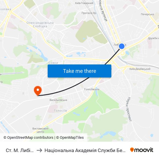 Ст. М. Либідська to Національна Академія Служби Безпеки України map