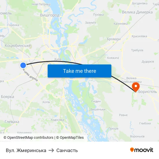Вул. Жмеринська to Санчасть map