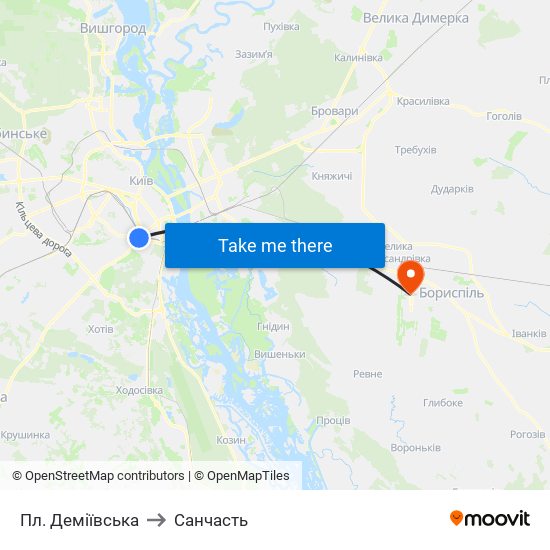 Пл. Деміївська to Санчасть map