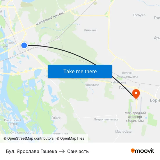 Бул. Ярослава Гашека to Санчасть map