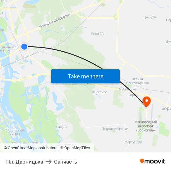 Пл. Дарницька to Санчасть map